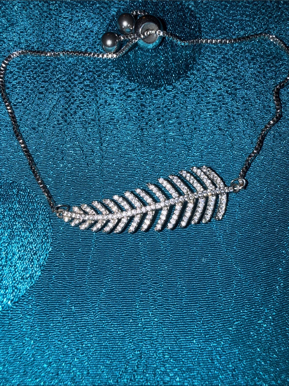 Silver Crystal Feather Bracelet - Women